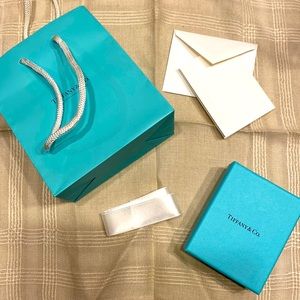 TIFFANY & CO PAPER SHOPPING BAG, BOX RIBBON AND LITTLE CARD